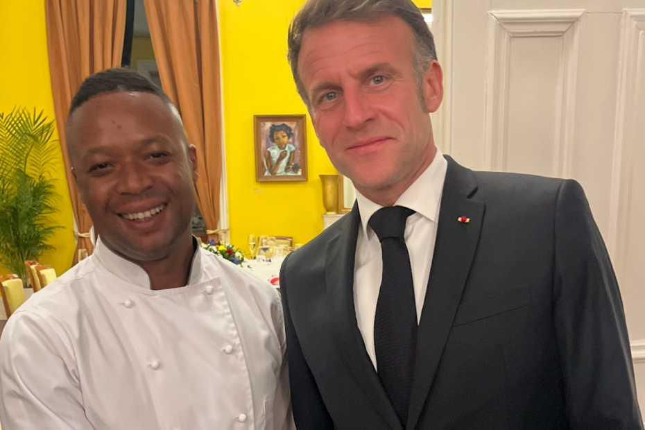 Wandile Mabaso and French President Emmanuel Macron